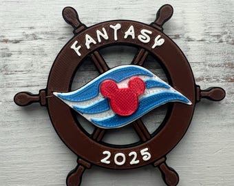 Disney cruise logo ship door magnet, personalized, refrigerator magnet, Ship wooden steering wheel, Fish extender, pixie dust, 3D print