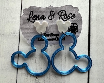 Floating Mickey Dangle | Mickey Ears | World of Color | 3D Printed | Earrings