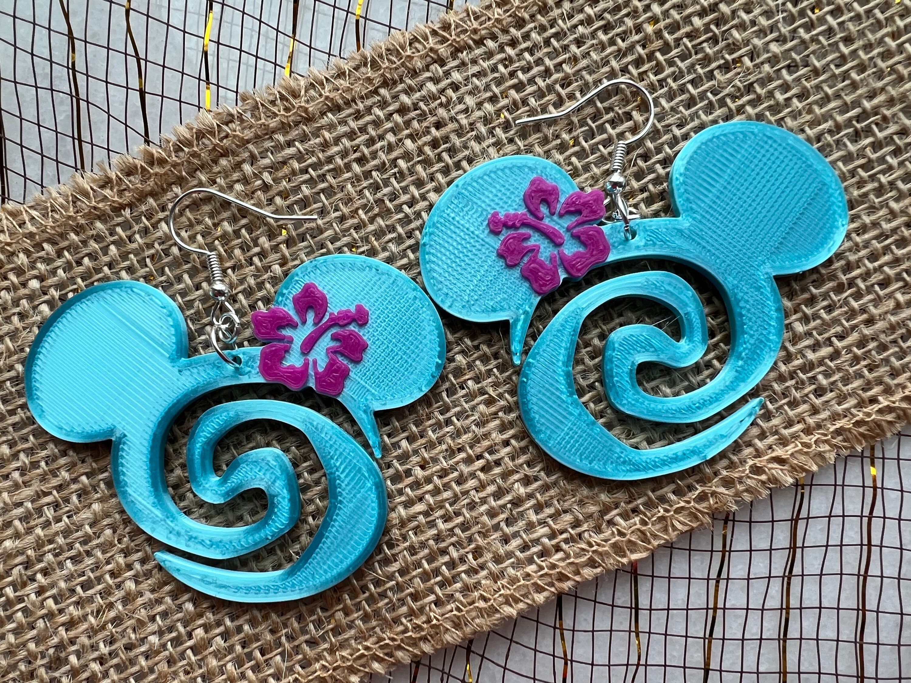 Moana Wave Inspired Earrings Hibiscus Mickey Minnie Earrings Heart of Te Fiti Disney Inspired ...