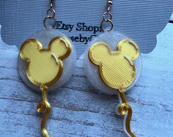 Boucles d'oreilles ballon Mickey | Ballon Mickey Mouse | Inspiré de Disney | Boucles d'oreilles imprimées en 3D