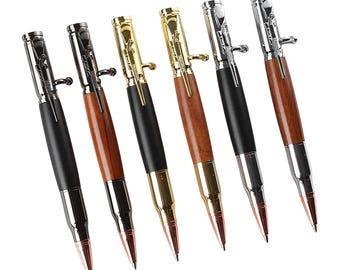 Bolt Action Tactical Pen: Refillable Gel Ink, Wood or Metal Grip