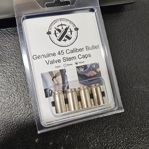 45 Caliber Nickel Bullet Casing Valve Stem Caps, Universal Bullet Valve Stem Covers, Valve Stem Accents, Automotive Valve Caps, Set of 4