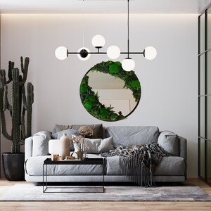 Preserved Moss Mirror, Real Moss Round Mirror, Living Moss Art, Eco Friendly Green Mirror, 24'' Moss Framed Large Mirror, Unique Xmas Gift image 3