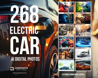 Lot de 268 images de photos numériques de voiture électrique IA - Arrière-plans de voiture électrique - Idéal pour les conceptions, les projets respectueux de l'environnement et plus encore ! Téléchargement instantané