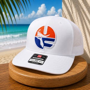 Florida Gators Pell Logo Richardson 112 Trucker Hat White Embroidered Patch Snapback