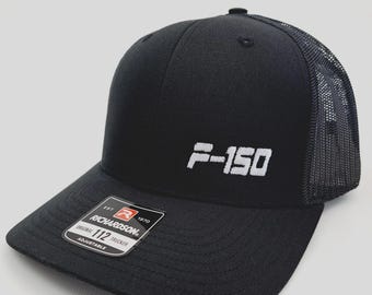 F-150 Ford Richardson 112 Cap Hat Trucker Mesh Snapback Black Curve Bill