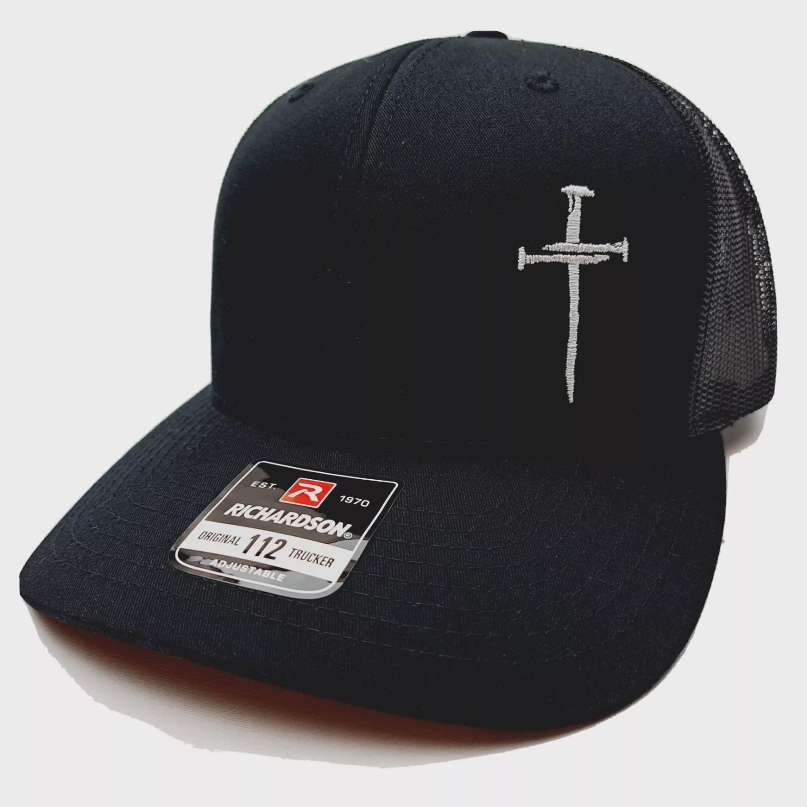 Christian Cross Jesus Christ Richardson 112 Trucker Cap Hat Mesh Snapback Black