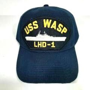 US Navy USS Wasp LHD-1 Men&#39;s Patch Hat Cap Navy Blue