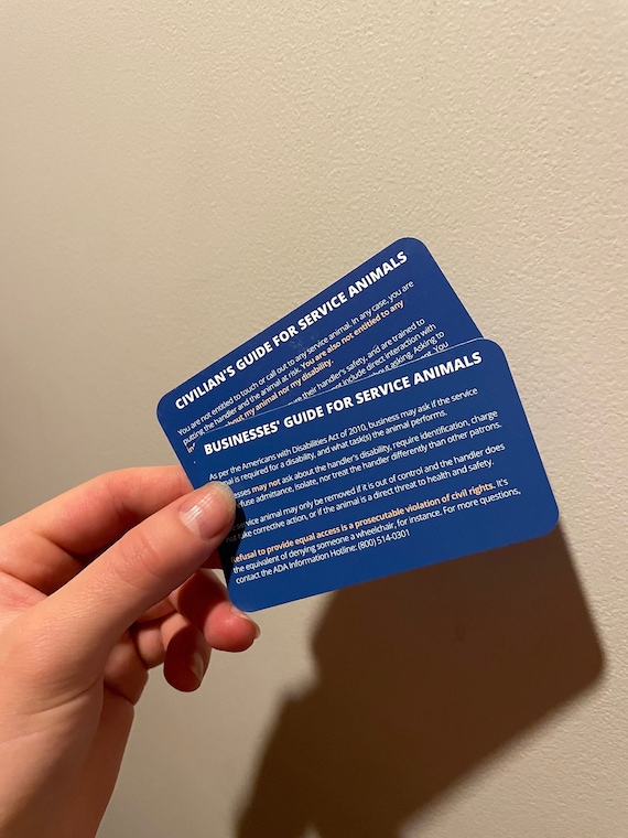 Service Animal Information/Education Card or Print Template | ADA Law + Hotline | Civilian and Business's Guide to Service Dogs and Handlers