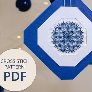 DIY: Cross-Stitch Embroidery Christmas Snowflake Ornament PDF Pattern