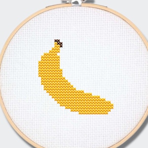 Banana Mini Cross Stitch Pattern. Simple embroidery pattern file for beginners.