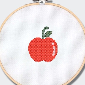 Apple Fruits Mini Cross Stitch Pattern. Simple embroidery pattern file for beginners.