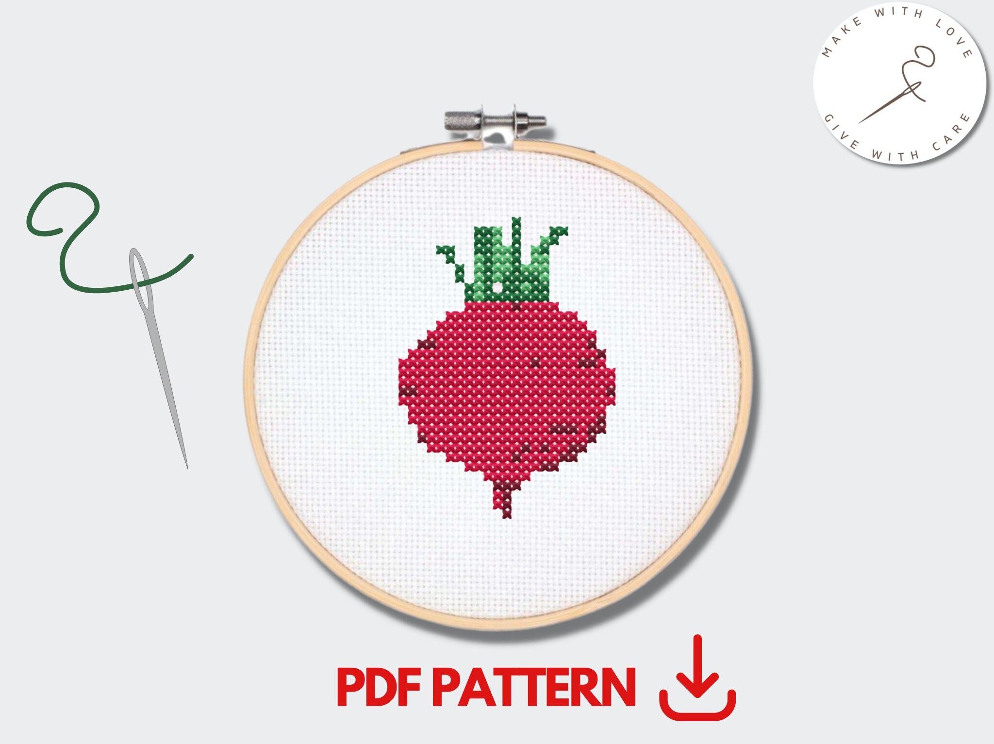 Beet Mini Cross Stitch Pattern. Simple Embroidery Pattern File for ...