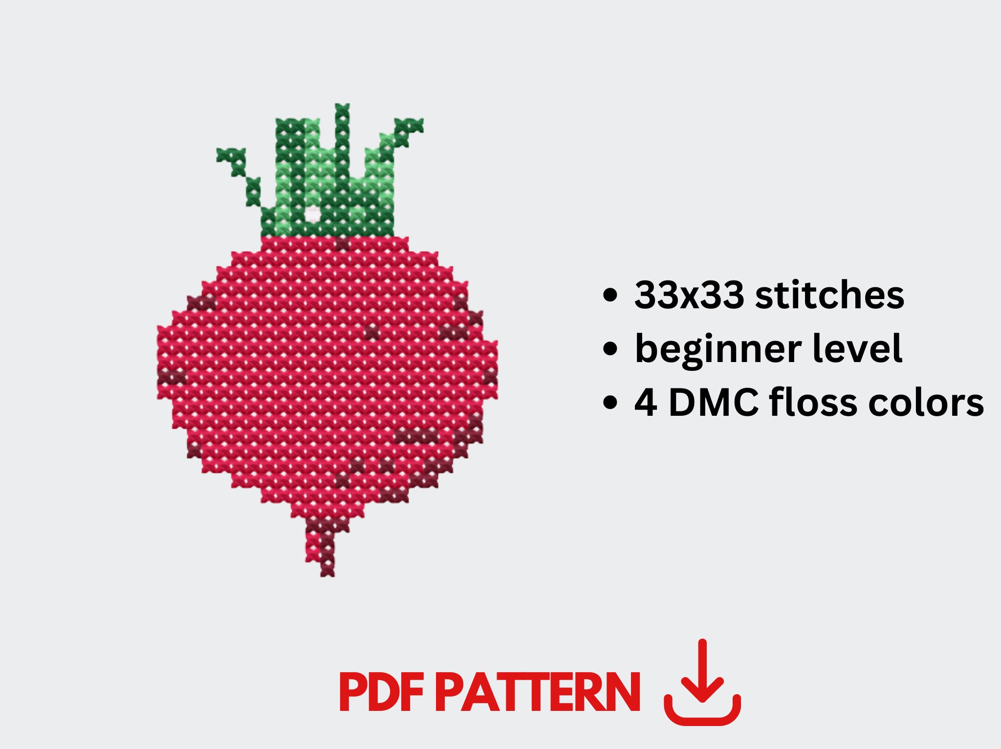 Beet Mini Cross Stitch Pattern. Simple Embroidery Pattern File for ...