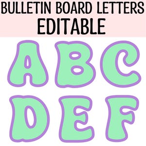 Letras imprimibles para tablón de anuncios, alfabetos para niños, letras decorativas editables, letras grandes para la vuelta al cole y decoración del aula.
