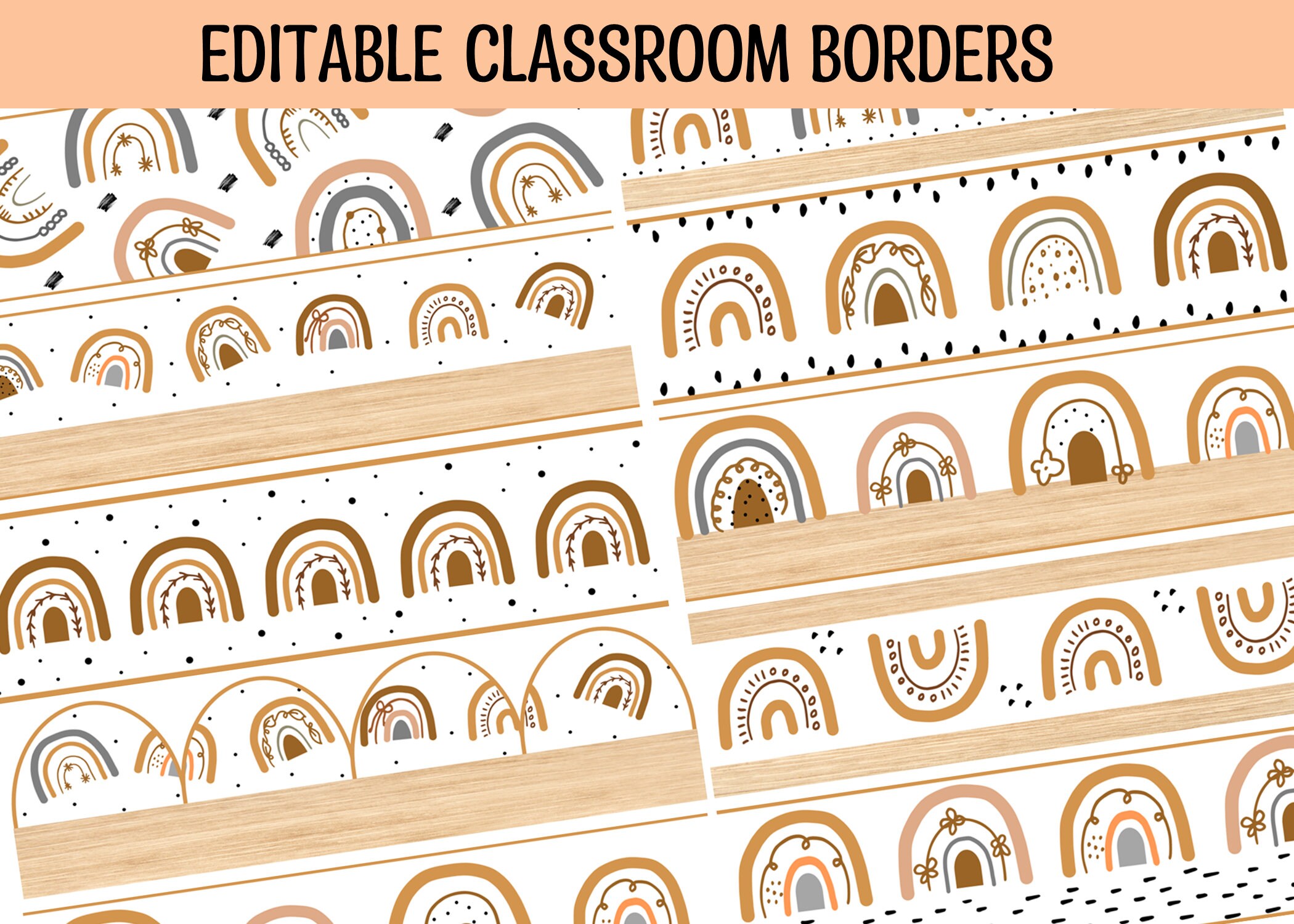 Bulletin Board Borders Ideas Classroom Borders Boho Neutral Etsy