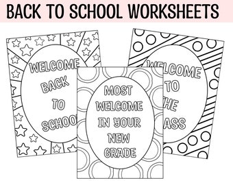 Printable Back to School Coloring Pages, First Day of School Coloring Activity, Back To School Coloring Worksheets, Worksheets for Kids,