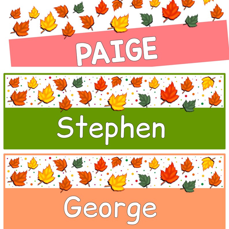 Printable Fall Leaves Name Labels, Editable Classroom Decor (PPTX) - Etsy