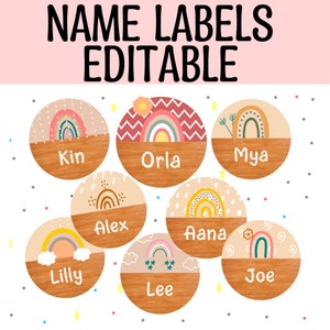 Circular classroom labels,student name tags,editable name tags, rainbow student labels,back to school labels, round labels,cubby labels