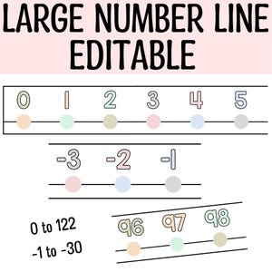 Printable Calm Colors Large Number Line Wall Display, Editable Number Line, Back to School Number Line Posters,Numbers,Math for Kindergarten