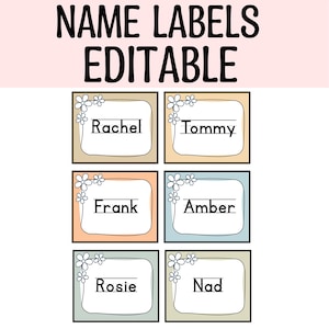 Boho Floral Name Plates, Book Bin Labels, Editable Cubby Labels, Name Cards, Boho Neutral Classroom Name Plates, Name Cards, Nametags,Labels