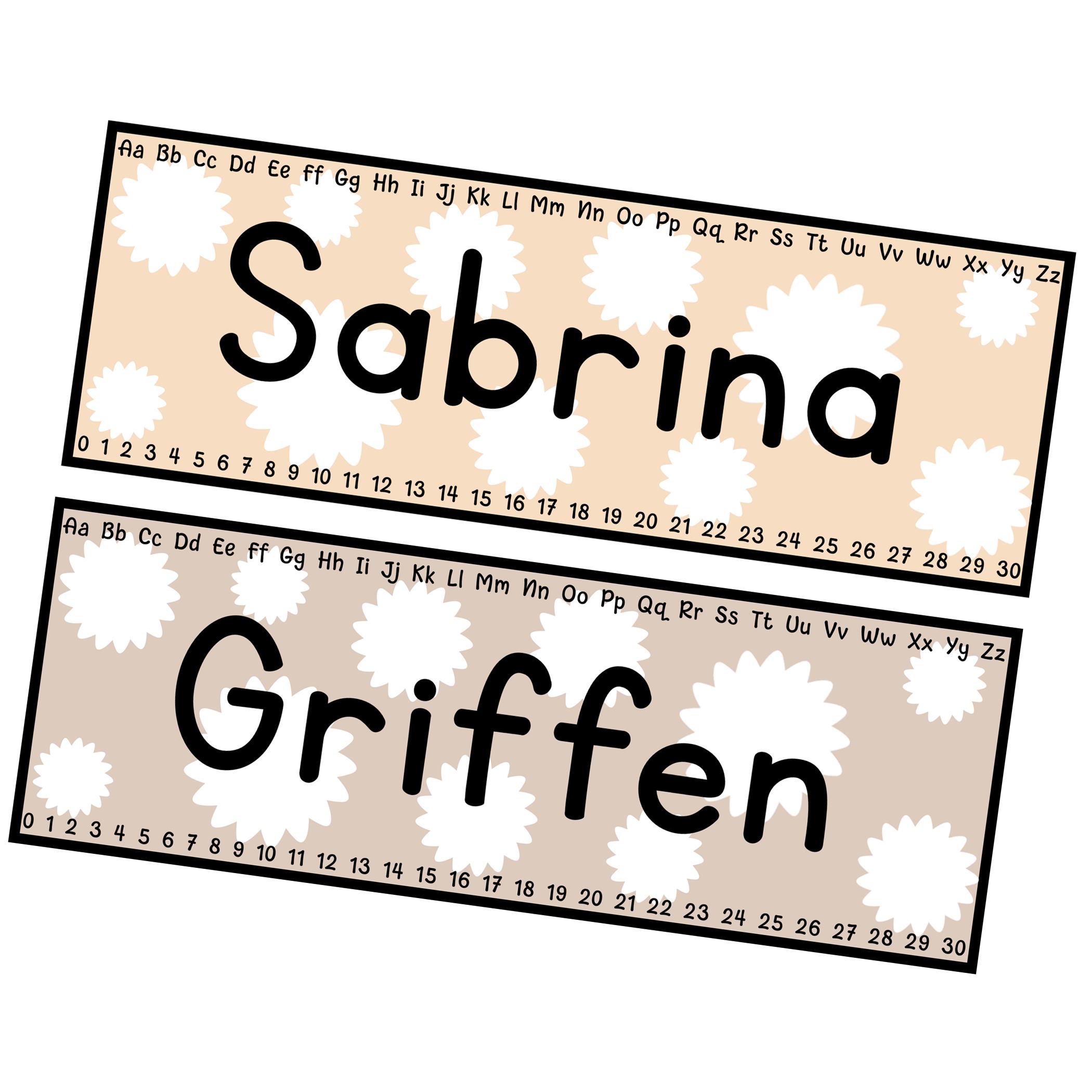Printable Boho Neutral Student Desk Plates, Editable Student Name ...