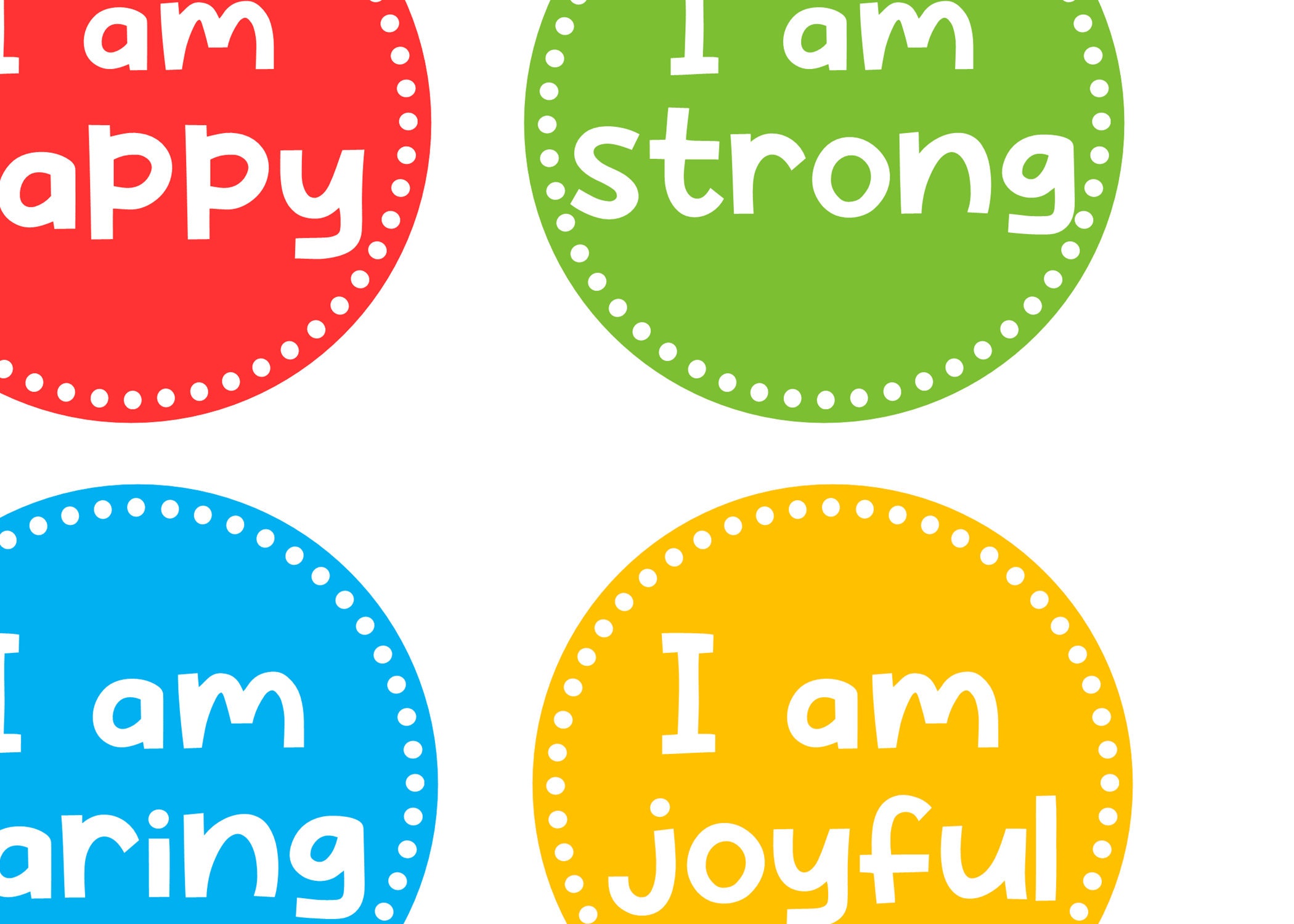 Bright Round Positive Affirmation Labels, Printable Student Affirmation ...
