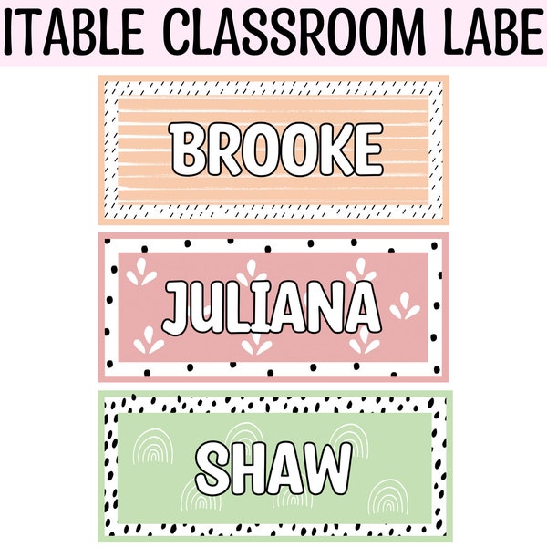 Classroom Labels, Student Name Tags, Name Tags, Pastel Colors Name Labels, Printable Name Plates, Back to School Labels, Cubbies Labels