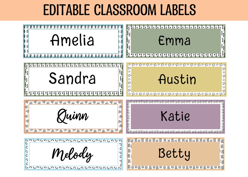 Boho Classroom Labels Student Name Tags Back to School - Etsy Canada