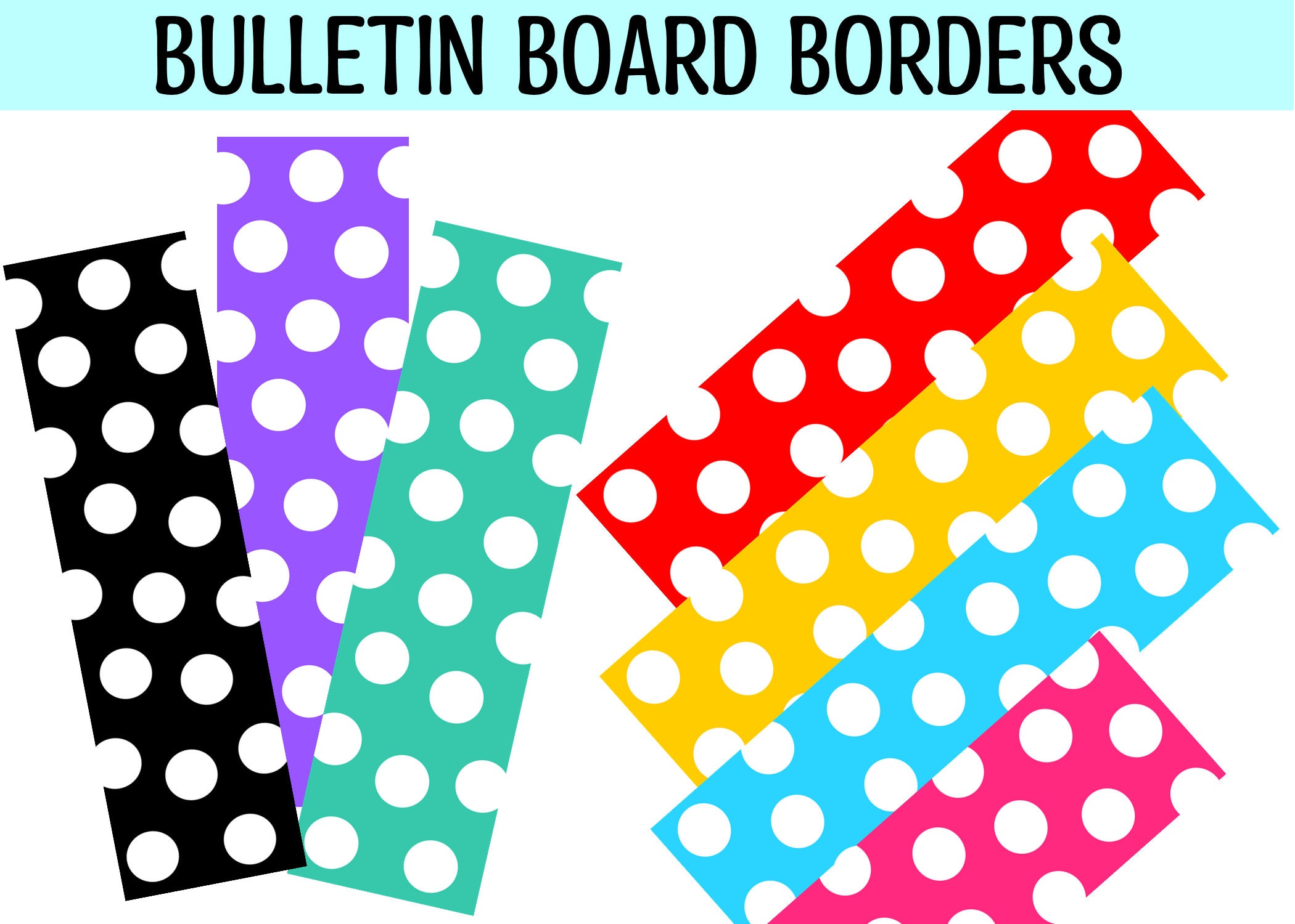 Polka Dots Bright Colors Bulletin Board Borders Printable Etsy Canada