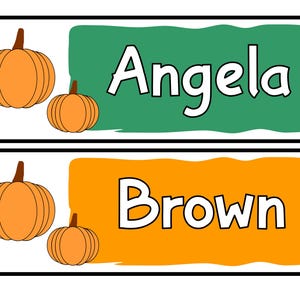 Autumn Pumpkin Classroom Name Labels, Editable Student Name Plates ...