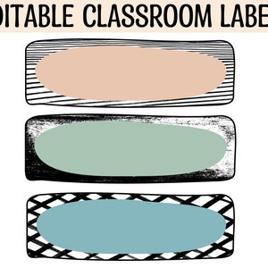 Classroom labels, student name tags, back to school labels, editable student desk plates, Boho neutral name tags, modern name tags