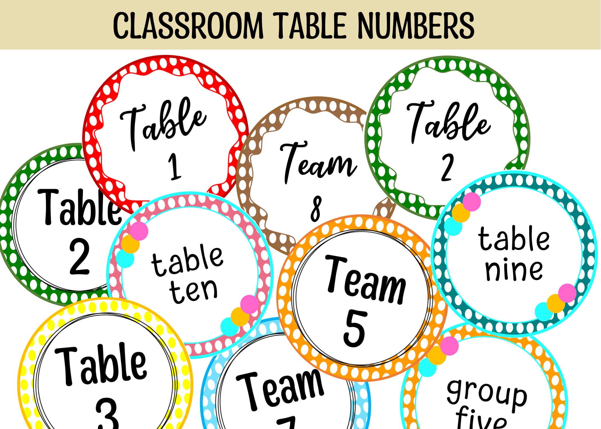 Classroom Table Numbers Printable Table Numbers Round Etsy