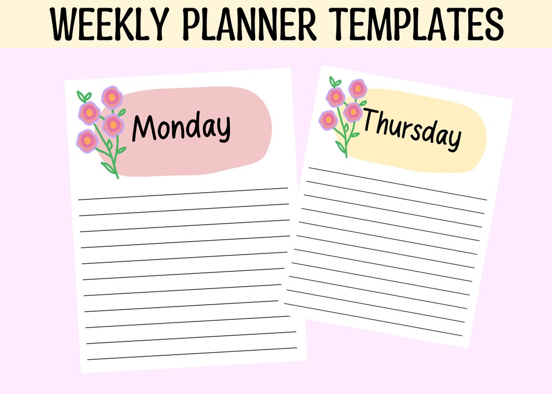 Printable Weekly Planner Templates Home School Weekdays - Etsy