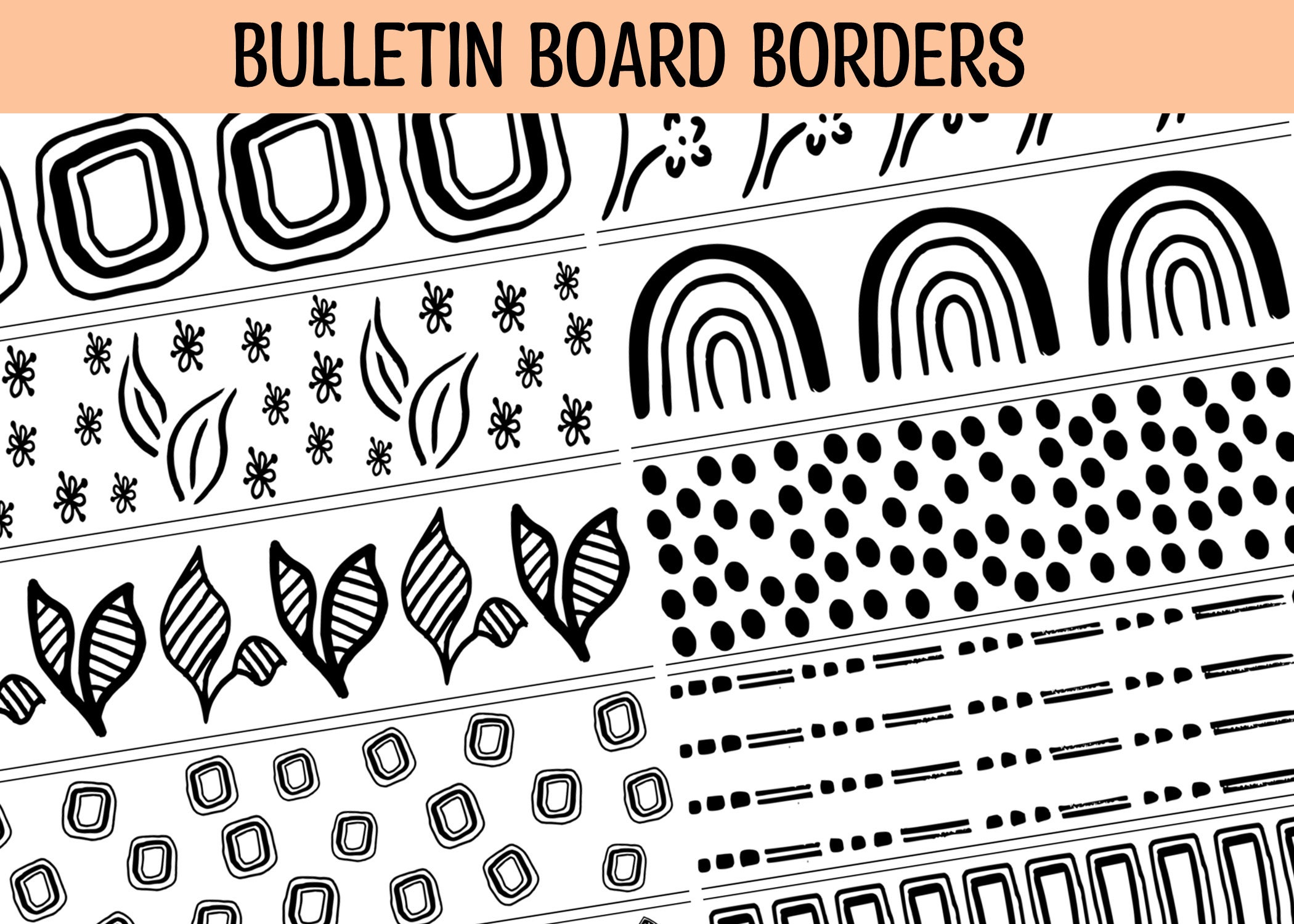 Black and White Bulletin Board Borders Botanical Classroom Etsy