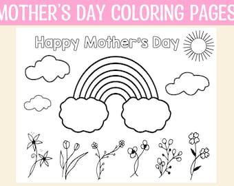 Printable Rainbow Mother&#39;s Day Coloring Worksheets,Rainbow Coloring Pages, Coloring Worksheets for Kids,Mom Coloring Pages,Coloring Activity