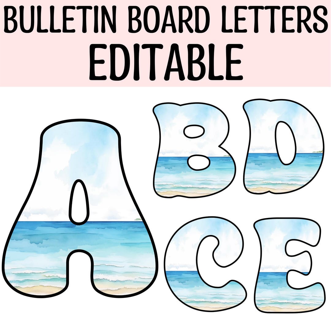 Watercolor Bulletin Board Letters, Editable Alphabet Decor (digital ...