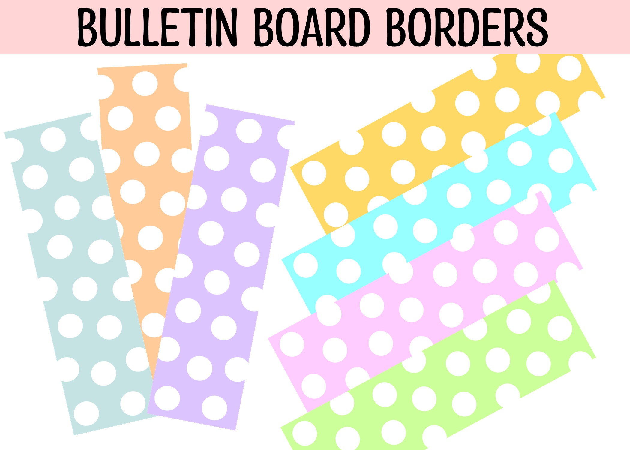 Polka Dots Borders Pastel Polka Dots Bulletin Board Borders Etsy Canada
