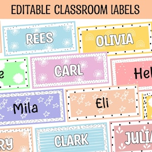 Classroom Labels, Student Name Tags, Back to School Colorful Name Labels, Bright Name Plates, Vibrant Student Name Cards, Boho Spotty Labels