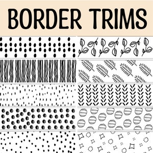 Minimalist Bulletin Board Borders, Classroom Border, Printable Wall Borders, Black & White Borders, Office Borders, Decorative Frame Borders