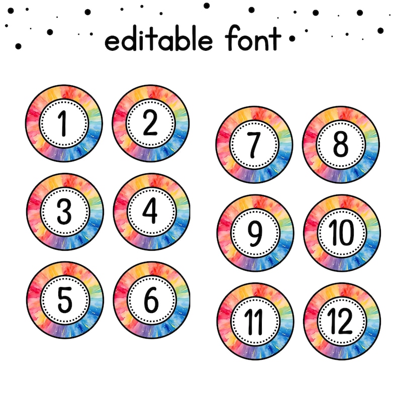 Printable Editable Number Labels, Classroom Calendar Tags (digital ...