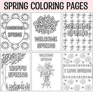 Printable Spring Coloring Pages, Welcome Spring Coloring Worksheets, Coloring Activity for kid, Coloring Pages for Kindergarten, Worksheets