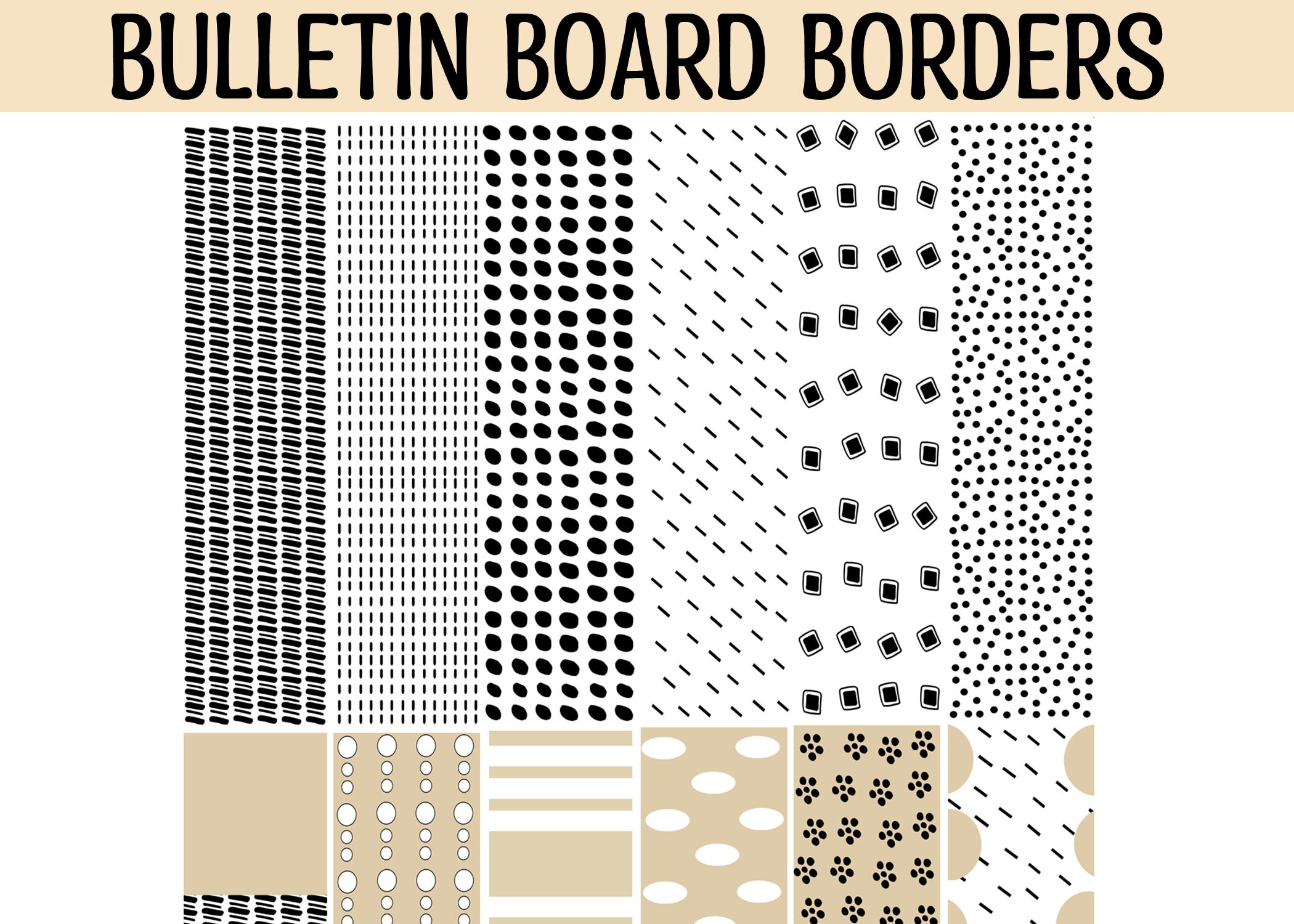 Neutral Color Border Design Bulletin Board Borders, Black Spotty Borders, Minimalistic Borders ...