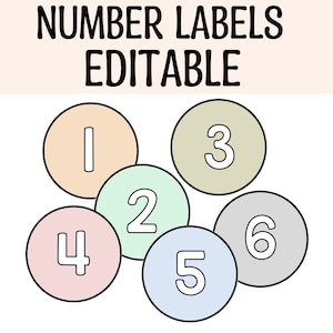 Terug naar school rustige kleuren Kalendernummers, ronde nummerlabels, cirkel nummerlabels, klasnummerposters, Cubbies-labels