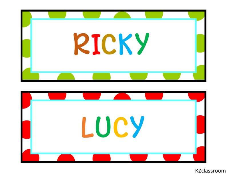 Bright Polka Dots Student Name Tags Editable Classroom Etsy Canada