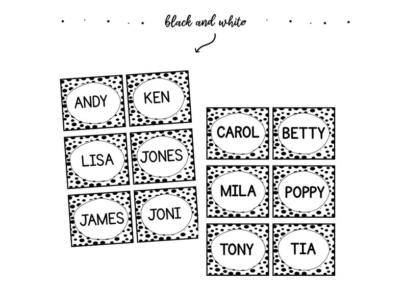 Printable Black and White Name Tags, Name Signs, Back to School Labels ...