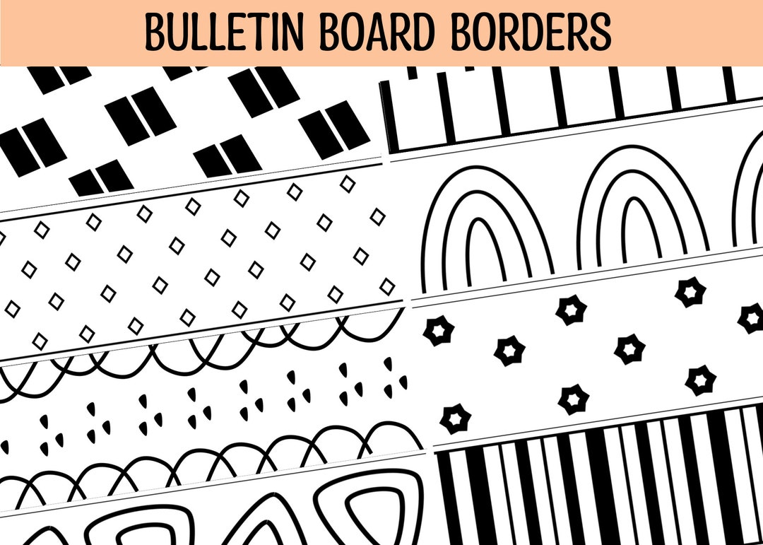 Bulletin Board Borders Editable Bulletin Board Borders Black Etsy