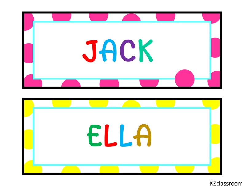 Bright Polka Dots Student Name Tags Editable Classroom Etsy Canada