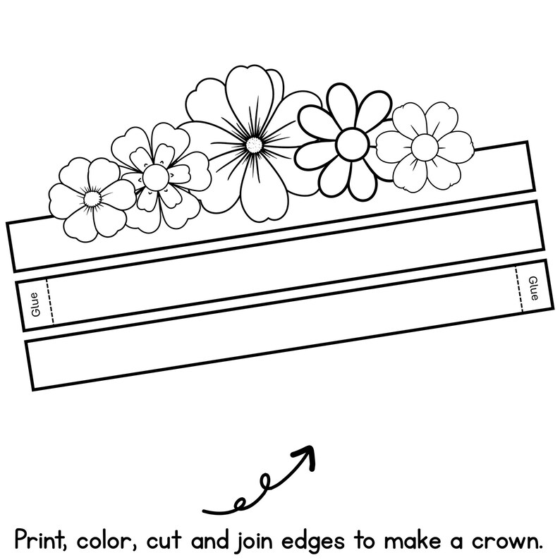 Spring Flower Paper Crown Craft Activity for Kids (PDF Download) - Etsy ...