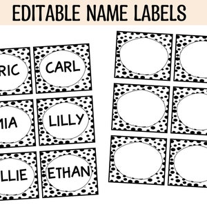 Printable Black and White Name Tags, Name Signs, Back to School Labels ...